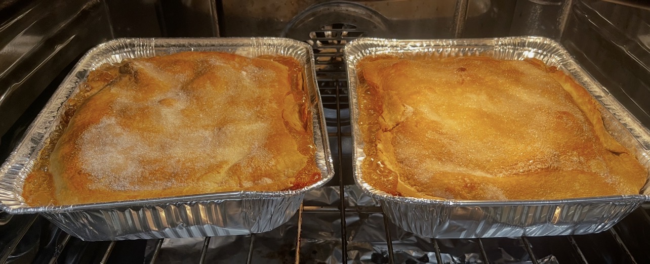 Freshly baked cobblers in the oven
