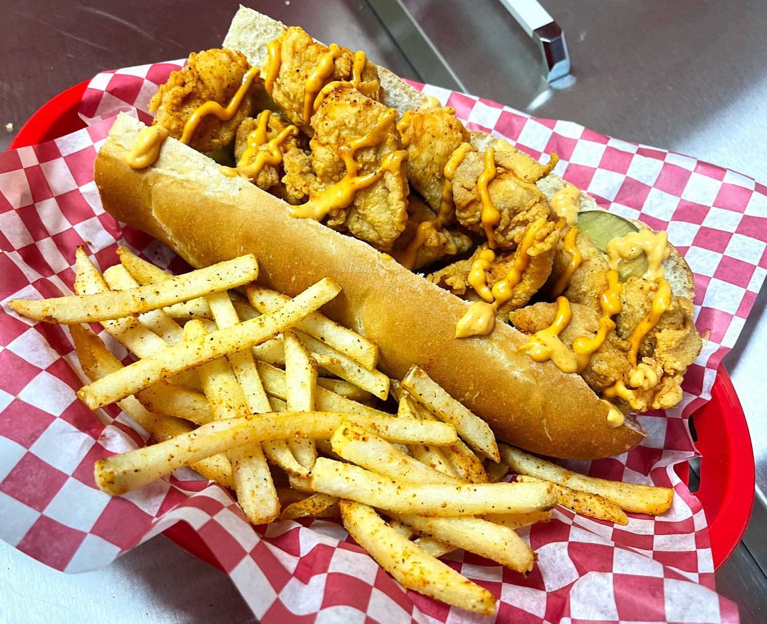 Chicken sandwich and fries